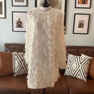 TOV Los Angeles Women's White Fringe Sweatshirt Style Dress Size 8